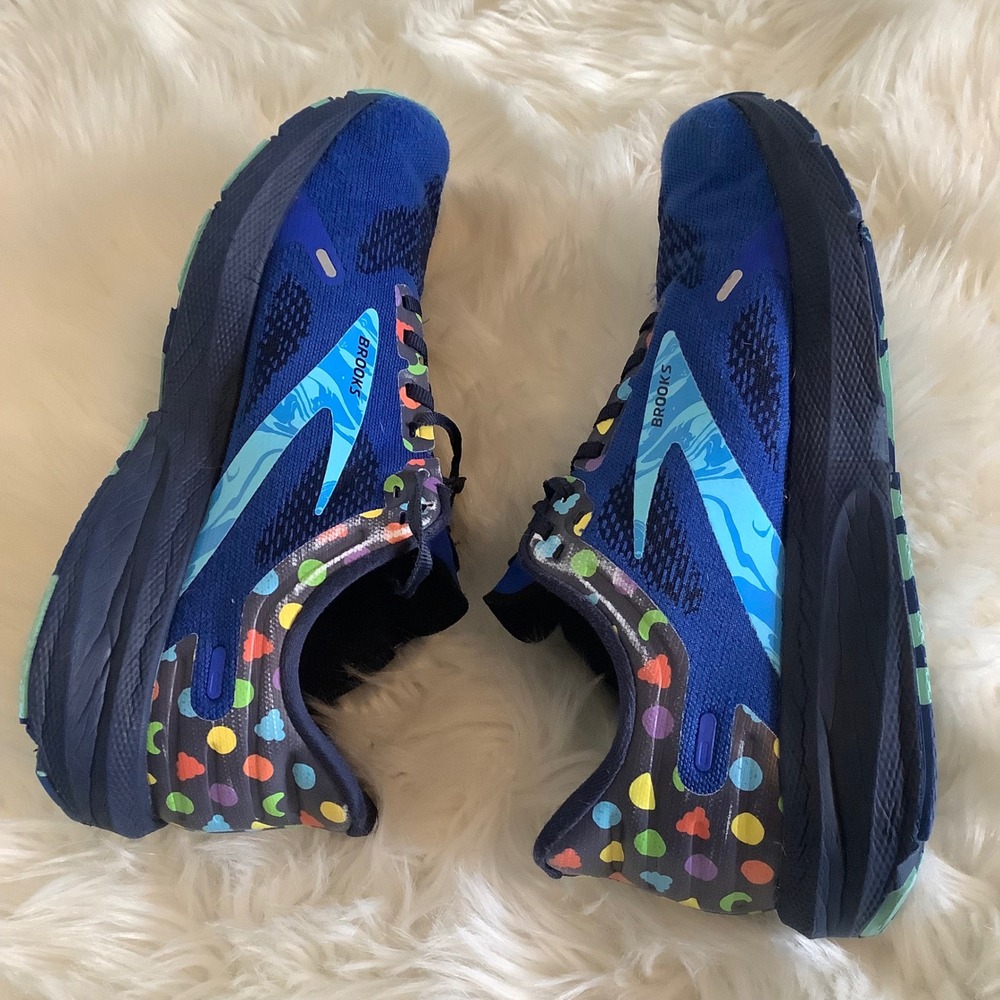 Brooks Launch 9 Mens Running Shoes Blue Multicolor Polka Dot 1203731B440 Size 11
